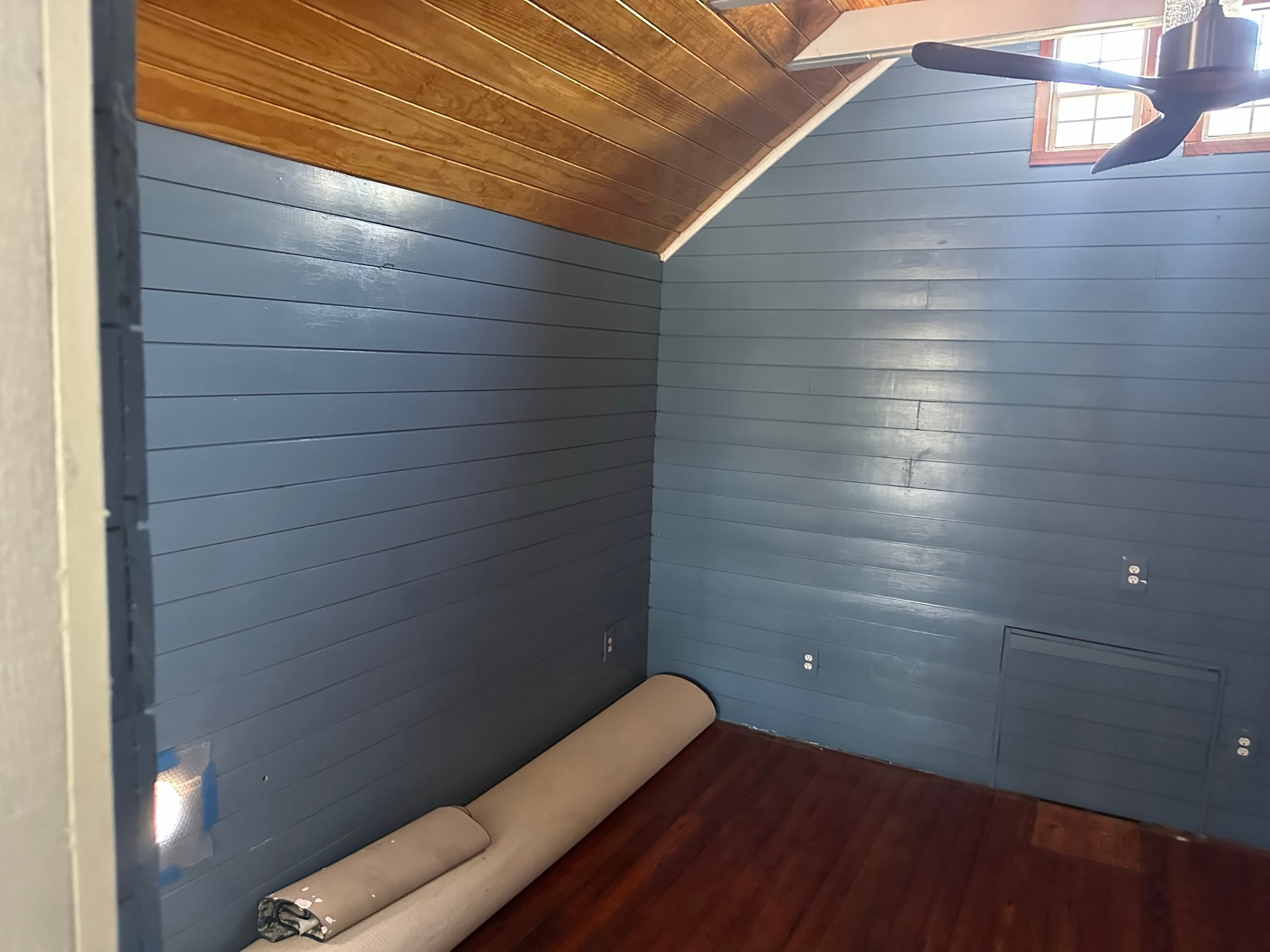 McCoy House before renovation — interior shiplap room